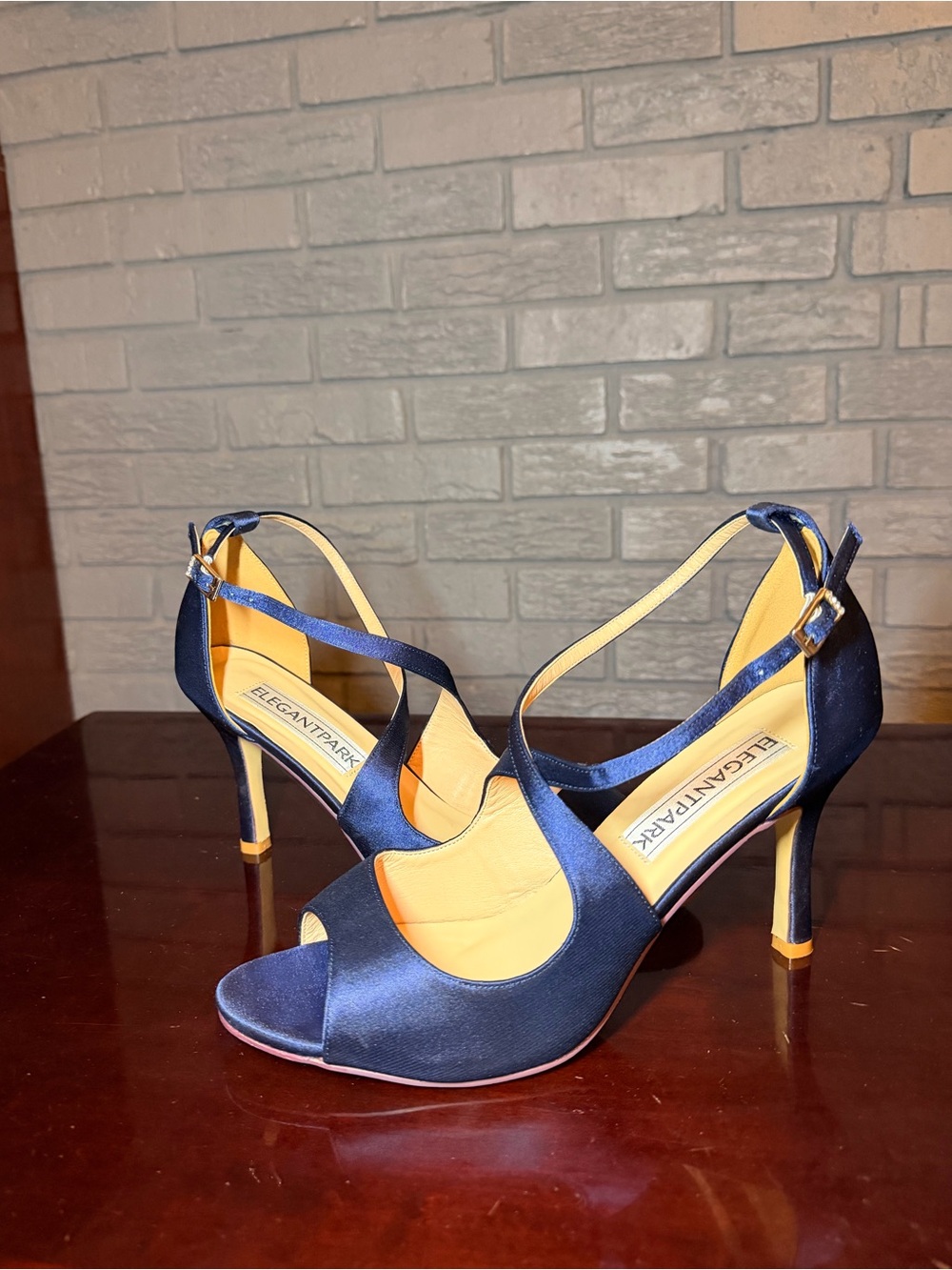 Elegant Park Navy Satin Strappy Heels - Women’s 11 - NWOT